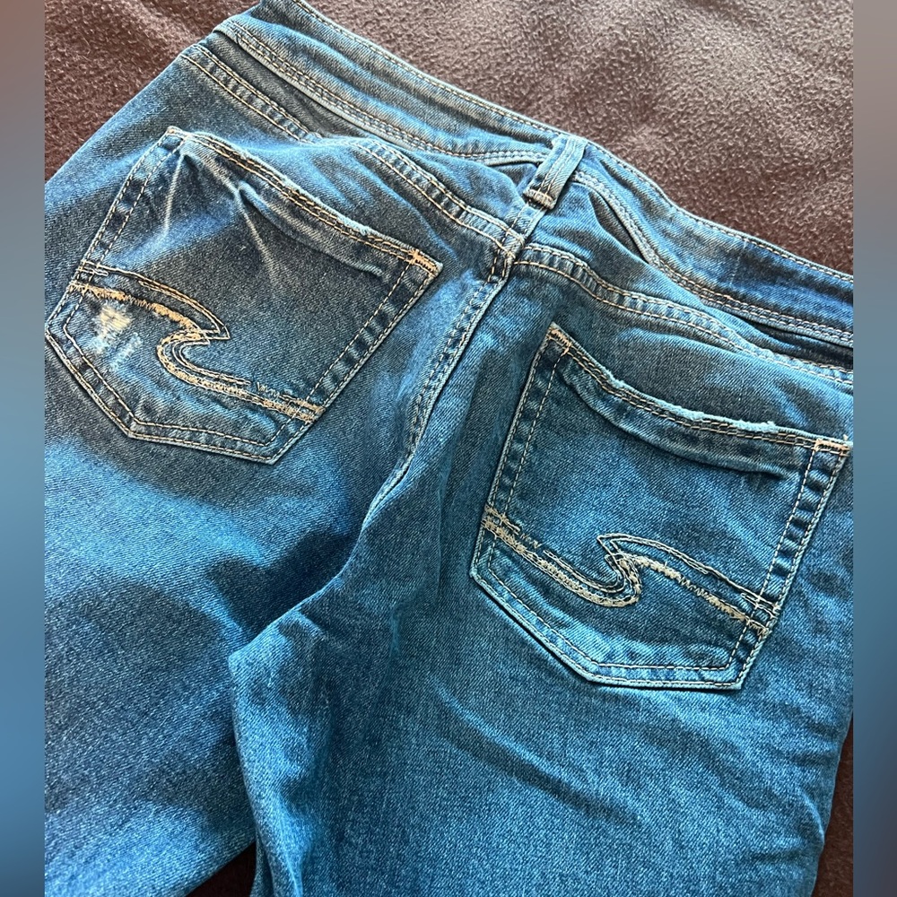 Silver crop jeans
